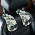 Blusabaca 2PCS Car Seat Headrest Hooks, Purses Bags Holder, Tropical Leaf | PU Leather, Double Metal Back Storage Hangers for Grocery Bags Handbags Bottles Coats Phones, Car Accessories Organization