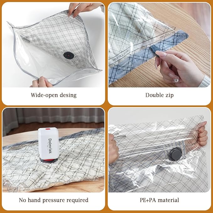 Travel Vacuum Storage Bags with USB Electric Pump, 15 Pack Compression Seal Bags for Luggage and Suitcase, Space Saver for Clothes and Clothing