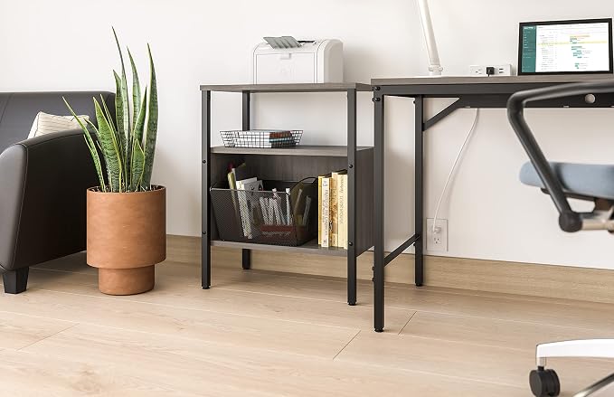 Safco Onyx Letter-Size Desktop Tub File, Collapsible For Compact Storage, Integrated Handles, Steel Mesh, Black