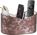 PU Leather TV Remote Control Holder, 3 Compartments Remotes Caddy for DVD, Blu-Ray, Media Player, Heater Controllers,Bedside Table Desk Organizer and Accessories Storage for Living Room Nightstand
