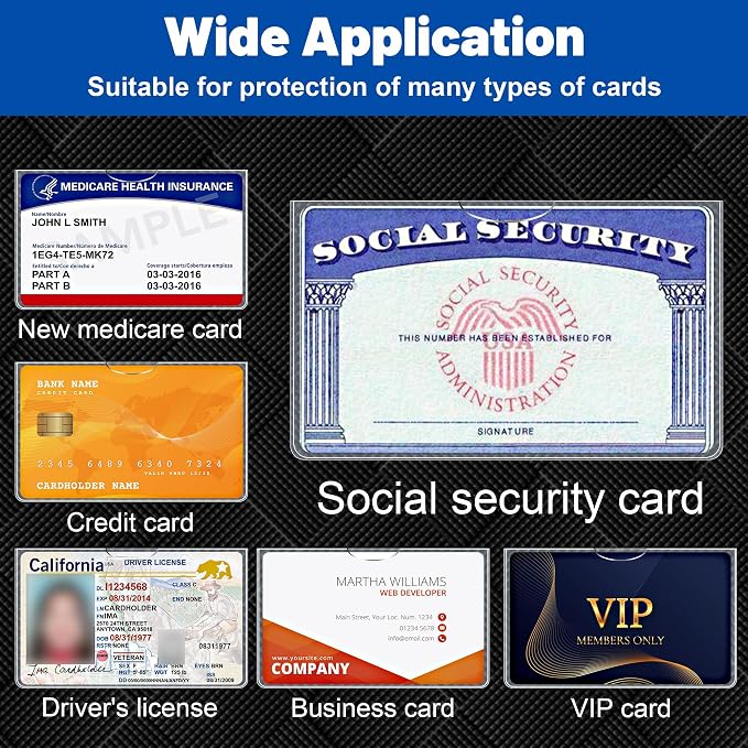 LIEMAND 6 Pack Social Security Card Protector Sleeves, Ultra Clear & Durable 31Mil Waterproof SSN/New Medicare/Credit Card Holder, Soft ID/Debit/Credit/Index Card Storage Sleeves