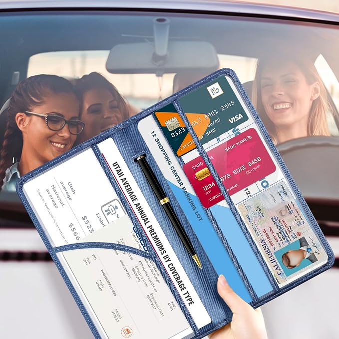 CoBak Car Registration and Insurance Holder | Vehicle Glove Box Organizer, Auto Truck Compartment Document Case with Magnetic Closure for Insurance & Driver License
