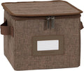 Covermates Keepsakes Zip-Top Storage Box Set, 3 Pack Heavy Duty Polyester Organizer Bins, Stackable Design, ID Window, Reinforced Handles, Closet Home Storage, Brown Heather