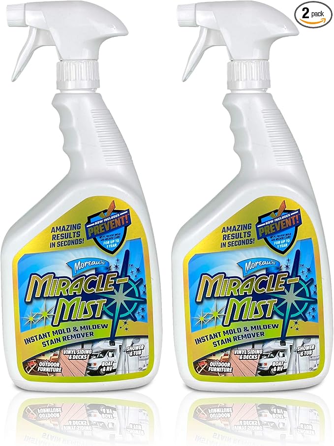 MiracleMist Instant Cleaner for Indoor and Outdoor Use, 32 oz | 2 Pack (64 OZ Spray)