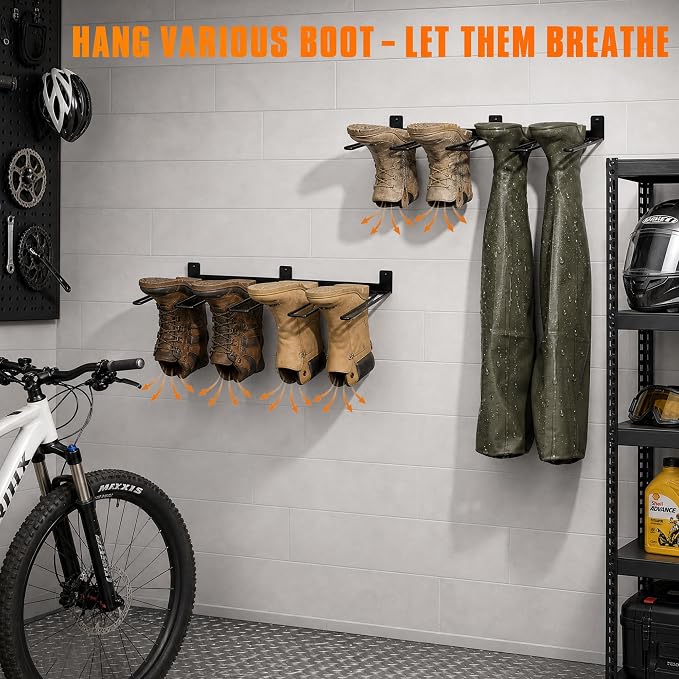 ORLESS Wader Hangers 6-Pair Boot Rack Garage Storage, Cowboy Boot Holder, Metal Wire Organizer for Entryway