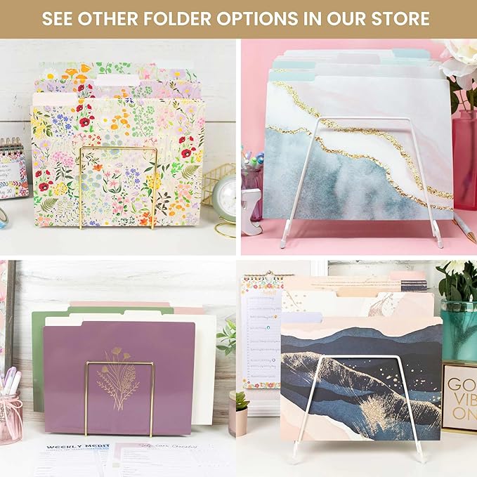 Bloom Daily Planners Decorative File Folders - Set of Twelve Letter Size (8.5” x 11”) Organizers, 1/3 Cut Tabs - Assorted Designs - Eucalyptus, 12-Pack
