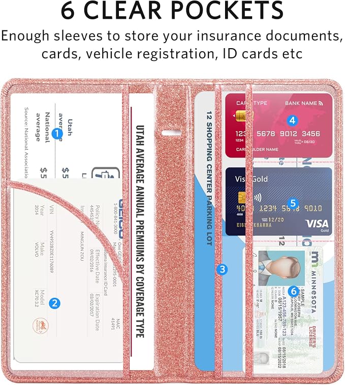 CoBak Car Registration and Insurance Holder | Vehicle Glove Box Organizer, Auto Truck Compartment Document Case with Magnetic Closure for Insurance & Driver License