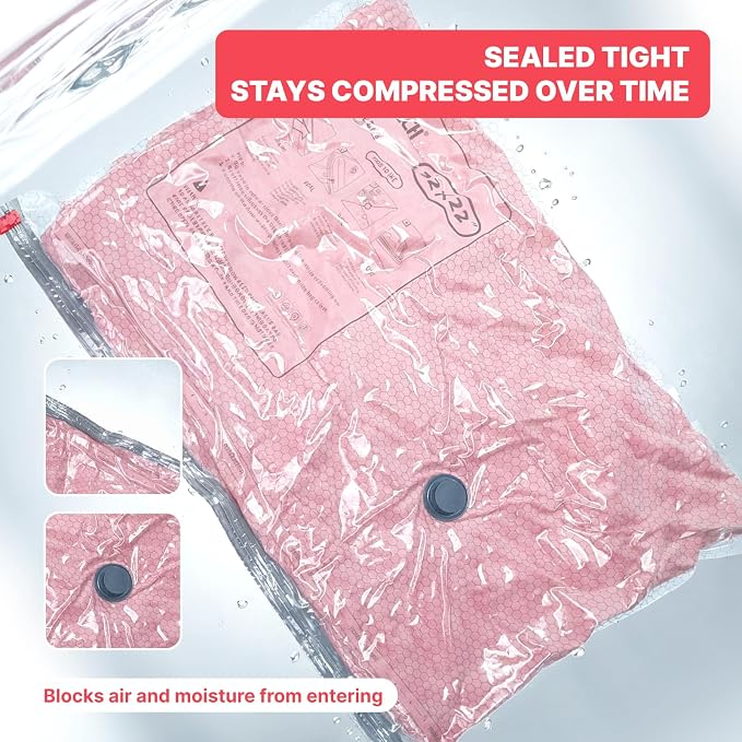 IDEATECH 15Pack Travel Vacuum Storage Bags with USB Pump, Carry-On Size Vacuum Seal Bags for Clothing & Luggage, Heavy Duty Reusable Space Saver Compression Bags for Suitcase Packing