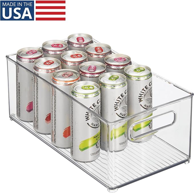 iDesign Kitchen Binz Stackable Organizer, 8" x 6" x 14.5", Clear | BPA-Free Plastic, Deep, With Handles