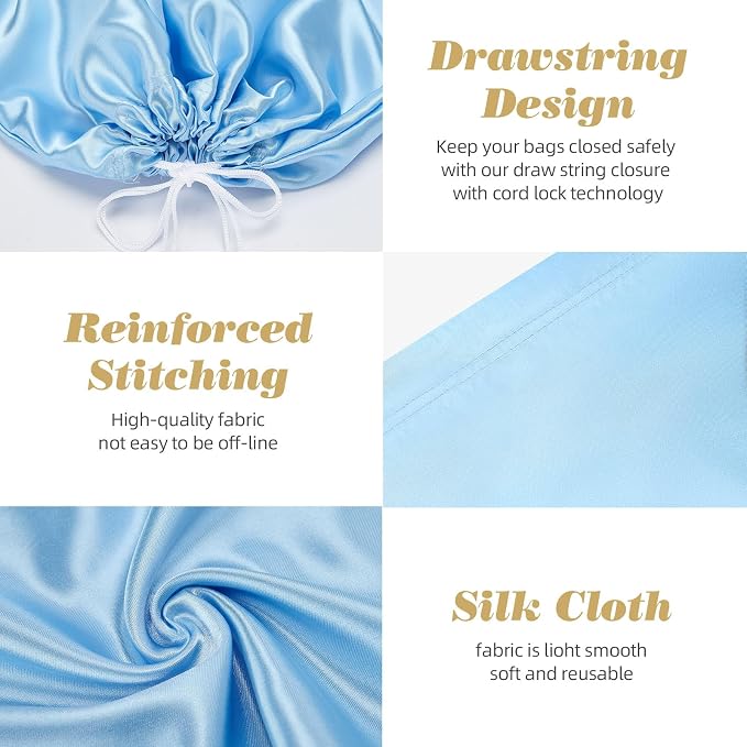 12 Pack Dust Bags for Handbags Travel Storage Pouch Silk Cloth Bag | Drawstring Large Storage Pouch for Handbag Purse Shoes Boots, Blue 23.6 x 19.6in Inch