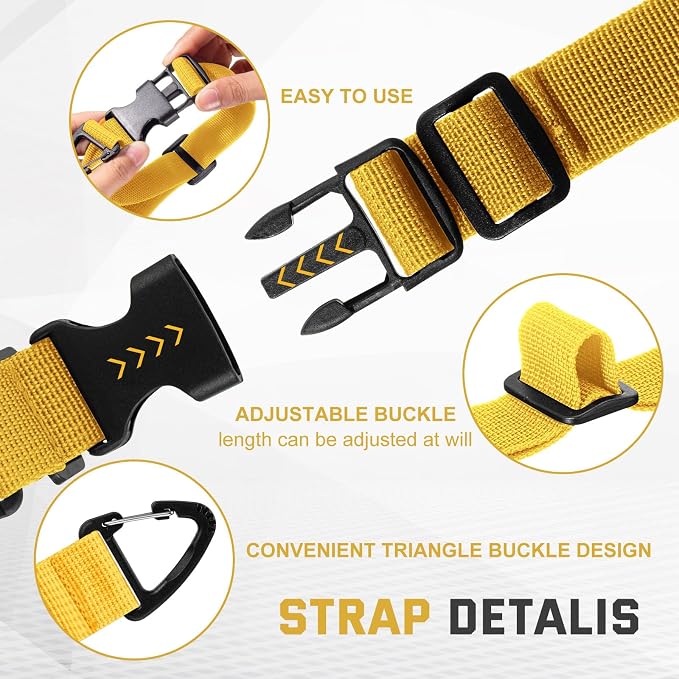 12 Pack 17 Inch Adjustable Extension Cord Holder Organizer with Triangle Clips for Garage Organization and Storage Heavy Duty Extension Cord Hanger for Men Workshop (Yellow)