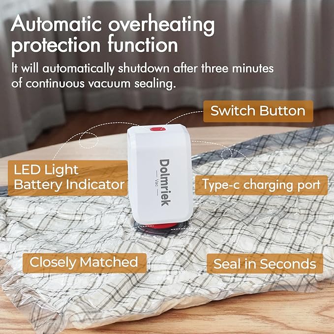 Travel Vacuum Storage Bags with USB Electric Pump, 6 Pack Compression Seal Bags for Luggage and Suitcase, Space Saver for Clothes and Clothing