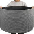 OIAHOMY 105L Extra Large Blanket Basket - Decorative Cotton Rope Storage Basket for Bedroom, Living Room & Nursery - Woven Laundry Hamper for Organizing Blankets, Clothes & Toys - Grey