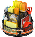 Docnest 360°Rotating Mesh Desk Organizer,6-Compartment Pen Holder,Black | Heavy-duty metal holder with removable divider. Space-saving stationery storage for pencils, scissors & markers