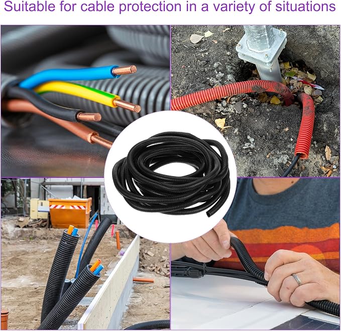 DMiotech 50ft Wire Loom Split Tubing 1 1/4 Inch(31.8 Mm) ID, Cord Protectors from Pet Flexible Conduit Cable Management for Office, Home, Garden, Black