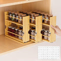 Jolitac Bamboo Pull Out Spice Rack for Cabinet, Slide Out Drawers | 1.85" Wide Drawers, Space-Saving Vertical Organization, Easy to Install, 9.1" Wide, 3 Drawers, 2-Tier