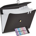 JARLINK 7 Pockets Expanding File Folder, A4 Accordion folders, Black | Accordion File Folders with 12 Labels, Portable Document Organizer for Home, College, School, and Office Supplies