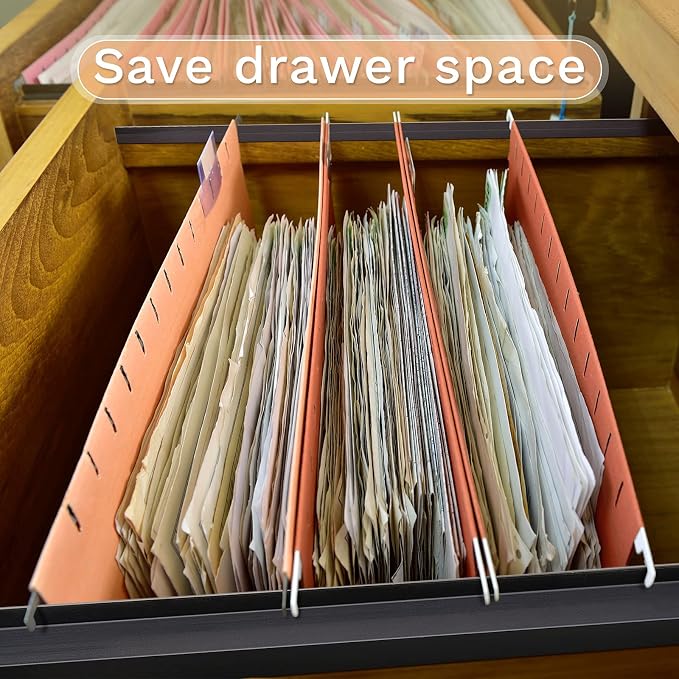 Leinuosen 6 Pcs File Cabinet Rails PVC Hanging Black Document Cabinet Rails for Drawer Sides Letter Size Office File Drawer Holder Organizer Storage, 15.8 Inches Long(3/4 Inch Wide)