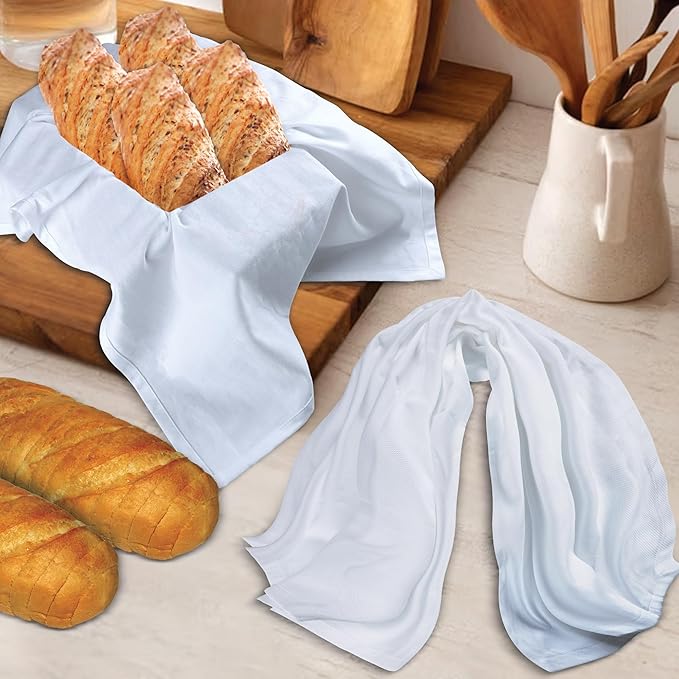 Urban Villa Kitchen Towels 100% Cotton Dish Towels for Kitchen(Set of 6) 20”x30” Dish Cloths Highly Absorbent Kitchen Linen Set with Hanging Loop Perfect for Drying Dishes Cleaning Hand Towels – White