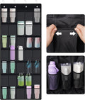 NiHome 35 Pockets Door Hanging Cup Organizer Fit for Stanley Tumbler, Black | Large Capacity Over the Door Water Bottle Organizer in Kitchen, Pantry, Classroom, Elastic Mesh Secure Storage Cup Holder