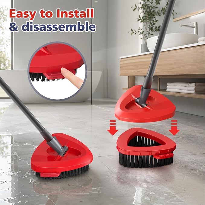 Spin Mop Scrub Brush Head for O Ceda RinseClean 2 -Tank System(Blue) | Hard Bristle Scrubber Brush for Floor Cleaning Accessories (Not Fit for EasyWring 1-Tank), 2 Pack