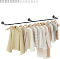 Wall Mounted Clothes Rack, Industrial Pipe Clothing Rack 60 Inch Black, Wall Clothes Hanger for Bedroom, Cloakroom, Closet, Hallway, Boutique Display, Drying Racks Wall-Mount for Laundry