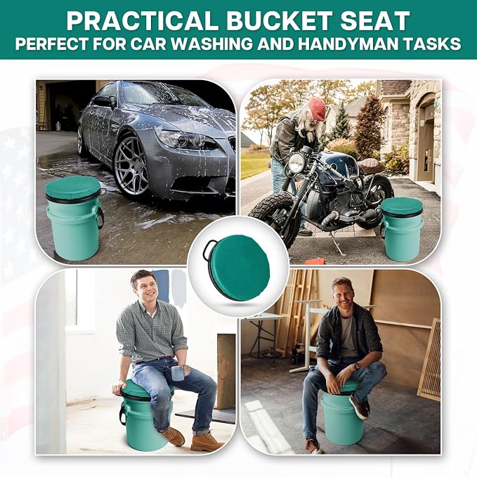 5 Gallon Bucket Seat for YETI Bucket Only, 360-Degree Swivel Bucket Lid Seat, Bucket Lid Cushion 5 Gallon for Fishing, Hunting, Tool Organizer, Car Washing, Gardening, Baseball
