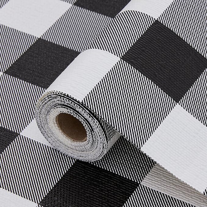 Coavas Shelf and Drawer Liner, Non Slip Extra Grip Non Adhesive Waterproof Thickened Cabinet Mat, Easy Cut for Kitchen Pantry Bathroom Dresser Cupboard (Black Stripe, 12IN x 30FT)