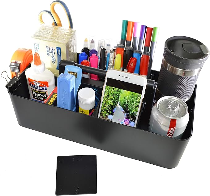 -Large Portable Caddy, DIY Dividers, 8 Compartments, School Office Supplies Home Business Organizer,Portable Basket with Handle Storage Organizer Modern Made in USA (6 PACK, Black)