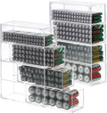 BTSKY Clear Acrylic Battery Storage Organizer for AA, AAA, 9V, C Batteries | 4-Drawer Storage Box Battery Holder Organizer for Common Types Batteries, Household Container, 3 Pack(Batteries Not Included)