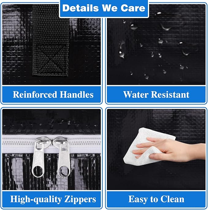 StorageRight Large Moving Bags Heavy Duty Storage Totes for Storage,Packing & Moving Collapsible Moving Supplies with Large Capacity, Reinforced Zippers and Handles, 88L, 6 Packs
