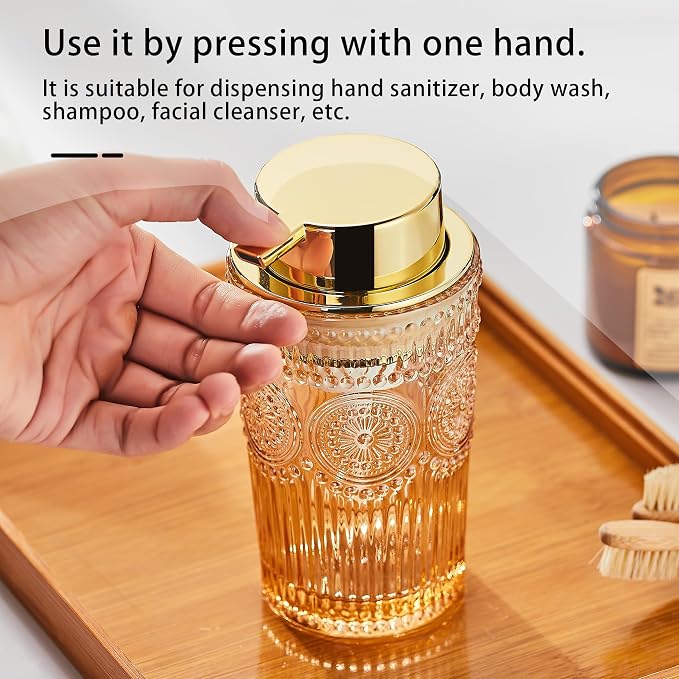 Foaming Hand Soap Dispenser,Glass Foam Soap Dispenser,Refillable Liquid Soap Dispenser,Lotion Dispenser(A4-10-US)