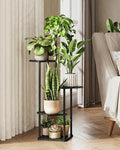 GENTINGBRO Tall Plant Stand Indoor 5 Tiered Plant Shelf for Multiple Plants Coner Shelf Stand Wood Plant Stand Metal Shelving for Living Room Bedroom Balcony Patio Black