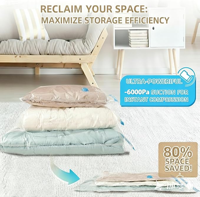 Vacuum Seal Bags with Portable Electric Pump, 9 Pack Vacuum Storage Bags for Clothing Travel, Compression Packing Space Saver Bags for Luggage Suitcase (3 Small & 3 Medium & 3 Large)