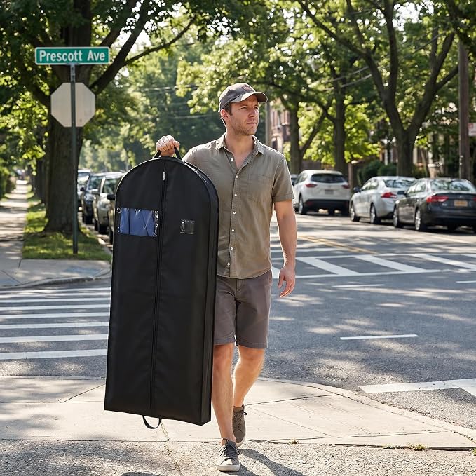 4 PCS 60" Suit Bags for Closet Storage and Travel, Dress Bags for Gowns, Garment Bag for Travel, Gusseted Hanging Garment Bag for Men Suit Cover With Handles, Zipper, Clear Window for Shirt Jacket