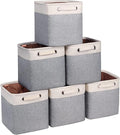 Cube Storage Bins 10.5” x 10.5 x 11” Cloth Baskets for Storage with Handles Storage bins for Shelf, Closet, Office Organizer, Set of 6 | Small storage cubes, Foldable Storage Basket, For Shelves Closet Organizers, with Canvas Handle, 6 Pack, Grey