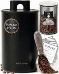 STYLED SETTINGS Coffee Storage Container, Airtight Coffee Bean Storage | Stainless Steel, BPA Free, Food Grade, Airtight, Vacuum Effect, Stackable