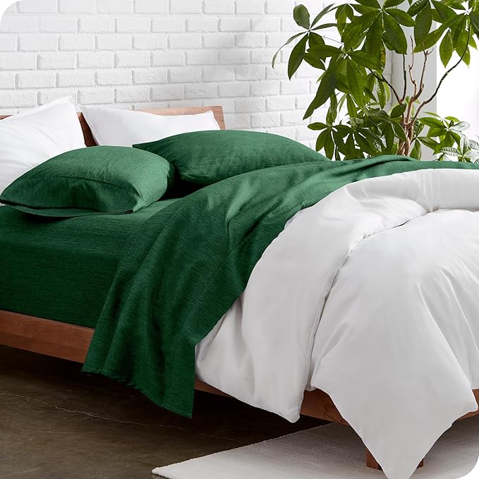 Bare Home Full XL Sheet Set - Luxury 1800 Ultra-Soft Microfiber Full Extra Long Sheets - Double Brushed - Deep Pockets - Easy Fit - 4 Piece Set (Full XL, Heathered Forest Green)