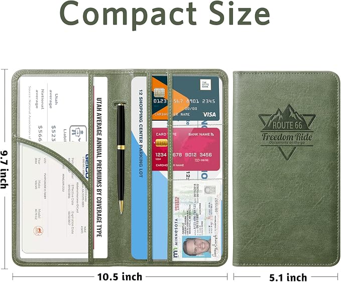 CoBak Car Registration and Insurance Holder | Vehicle Glove Box Organizer, Auto Truck Compartment Document Case with Magnetic Closure for Insurance & Driver License