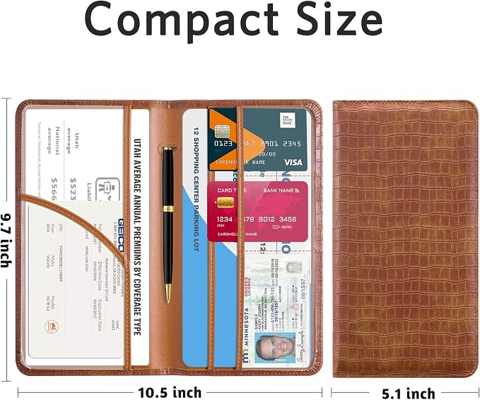 CoBak Car Registration and Insurance Holder | Vehicle Glove Box Organizer, Auto Truck Compartment Document Case with Magnetic Closure for Insurance & Driver License