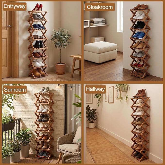 Shoe Racks, Foldable Shoes Organizer FreeStanding Shelf,6 Layers | Foldable design, Free standing, Six layers storage, Suitable for Entryway, Closet, Bedroom, Hallway