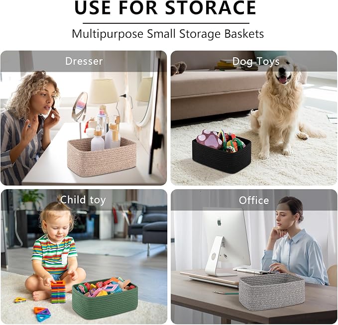 OIASKET 6 Pack Storage Baskets for Shelves, Small Baskets for Shelves, Cute Decorative Storage Bins, Organizer Basket for Gifts Empty, 11.8''Lx7.8''Wx4.7''H-Black
