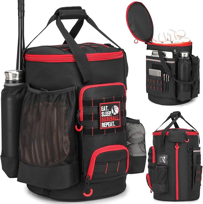 Baseball Bucket Bag, Softball Coaches Bags Fit 6 Gallon Buket | Baseball Coaching Accessories Organizer with Anti-Slip Bottom & Multiple Pockets for Bat, Gloves, Scoreboards