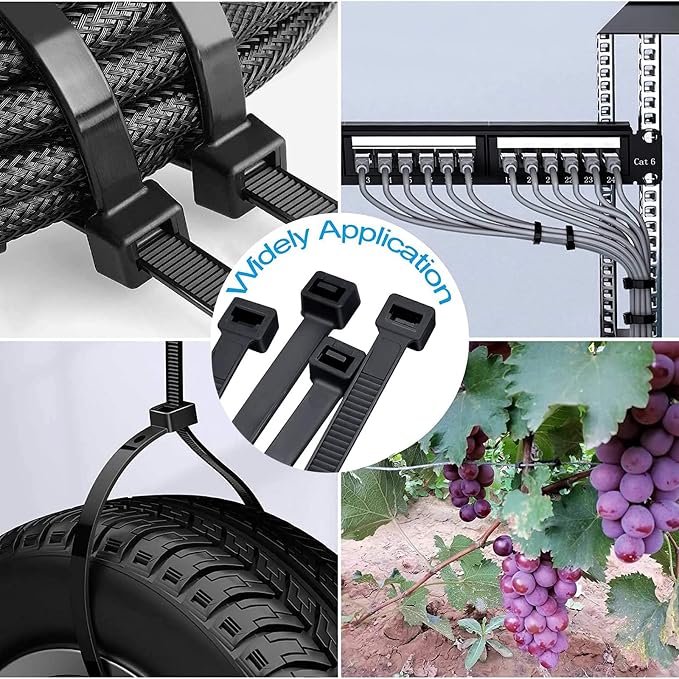24 inch Black Long Zip Ties Heavy Duty 50 PCS, 175LBS Ultra Strong Plastic Wire Ties, Large Cable Ties Extra Long Tie Wraps, Indoor and Outdoor UV Resistant