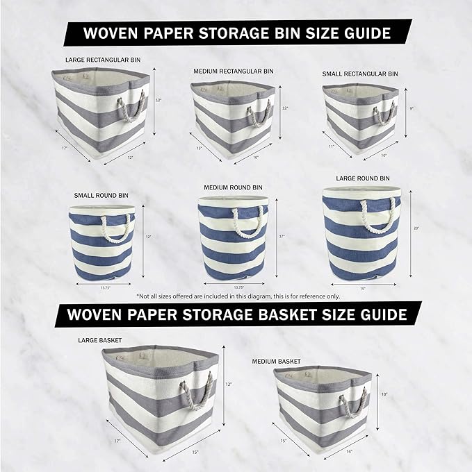 DII Woven Paper Storage Bin, Tweed, Stone, Large (Pack of 2)
