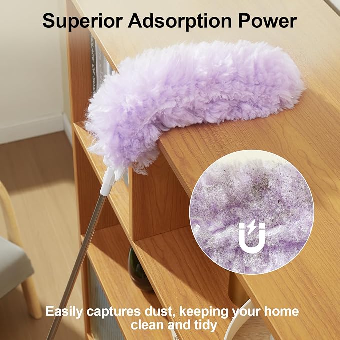 JOYMOOP Ceiling Fan Cleaner Duster and Cobweb Duster with Extension Pole, 28–98 Inch Handle and 9 Refills for High Ceilings and Furniture