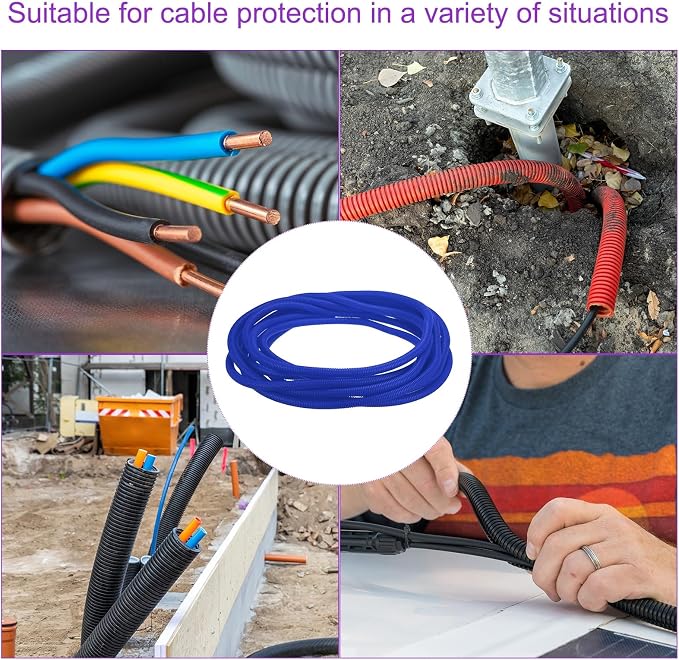 DMiotech 20ft Wire Loom Split Tubing 3/4 Inch(19.1mm) ID, Cord Protectors from Pet Flexible Conduit Cable Management for Office Home Garden, Blue