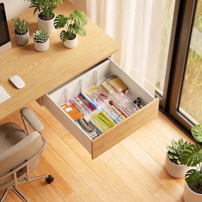 LETGO 8 Pack Drawer Dividers 6" High - Tall Acrylic Drawer Divider for Clothes, 12.3-18" Adjustable Dresser Deep Drawer Dividers,Expandable Dresser Separators for Kitchen Office Baby Clothing (8)