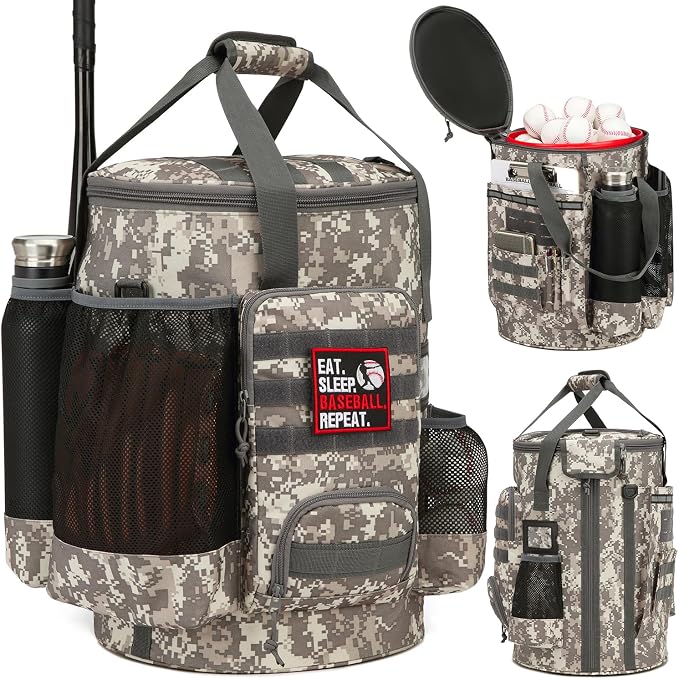 Baseball Bucket Bag, Softball Coaches Bags Fit 6 Gallon Buket | Baseball Coaching Accessories Organizer with Anti-Slip Bottom & Multiple Pockets for Bat, Gloves, Scoreboards