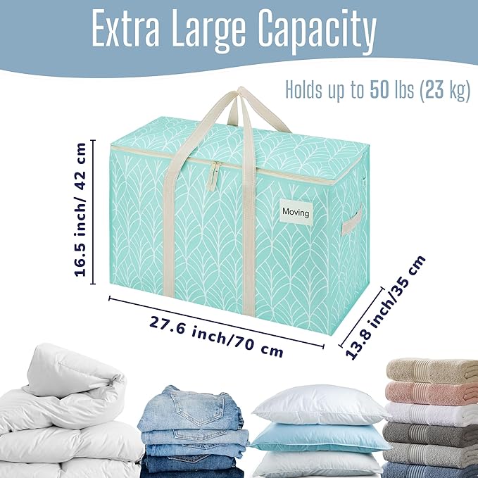 VENO 8 Pack Heavy Duty Moving Bags, Extra Large Storage Bags with Reinforced Handles & Strong Zippers, Foldable & Reusable Moving Box Alternative for Clothes & Dorm Storage
